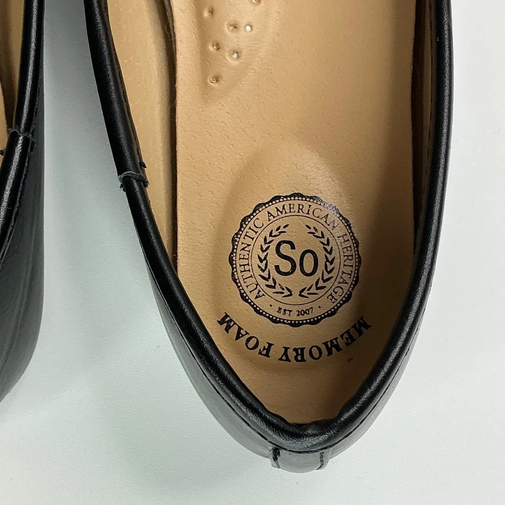 SO Black Ballet Flats Girls Size 1 Memory Foam Bow Detail Classic Dress Shoes